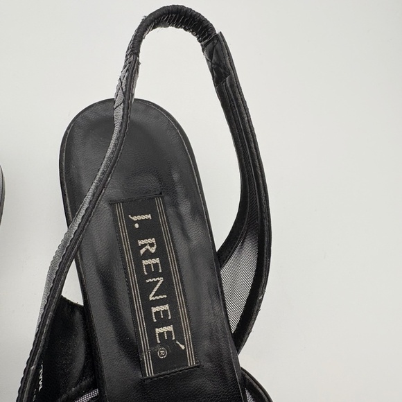 J. Renee Black Open Toe Strappy/Mesh Sandal with Elastic Heel Strap; Size 9.5 - Picture 4 of 12